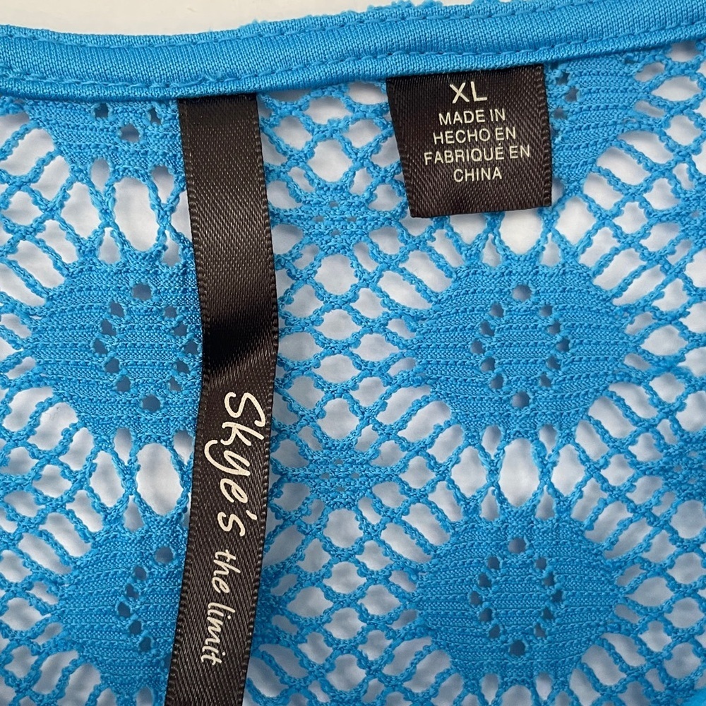 Skye's the Limit Vibrant Blue Lace Blouse Cover Up XL - Picture 4 of 14
